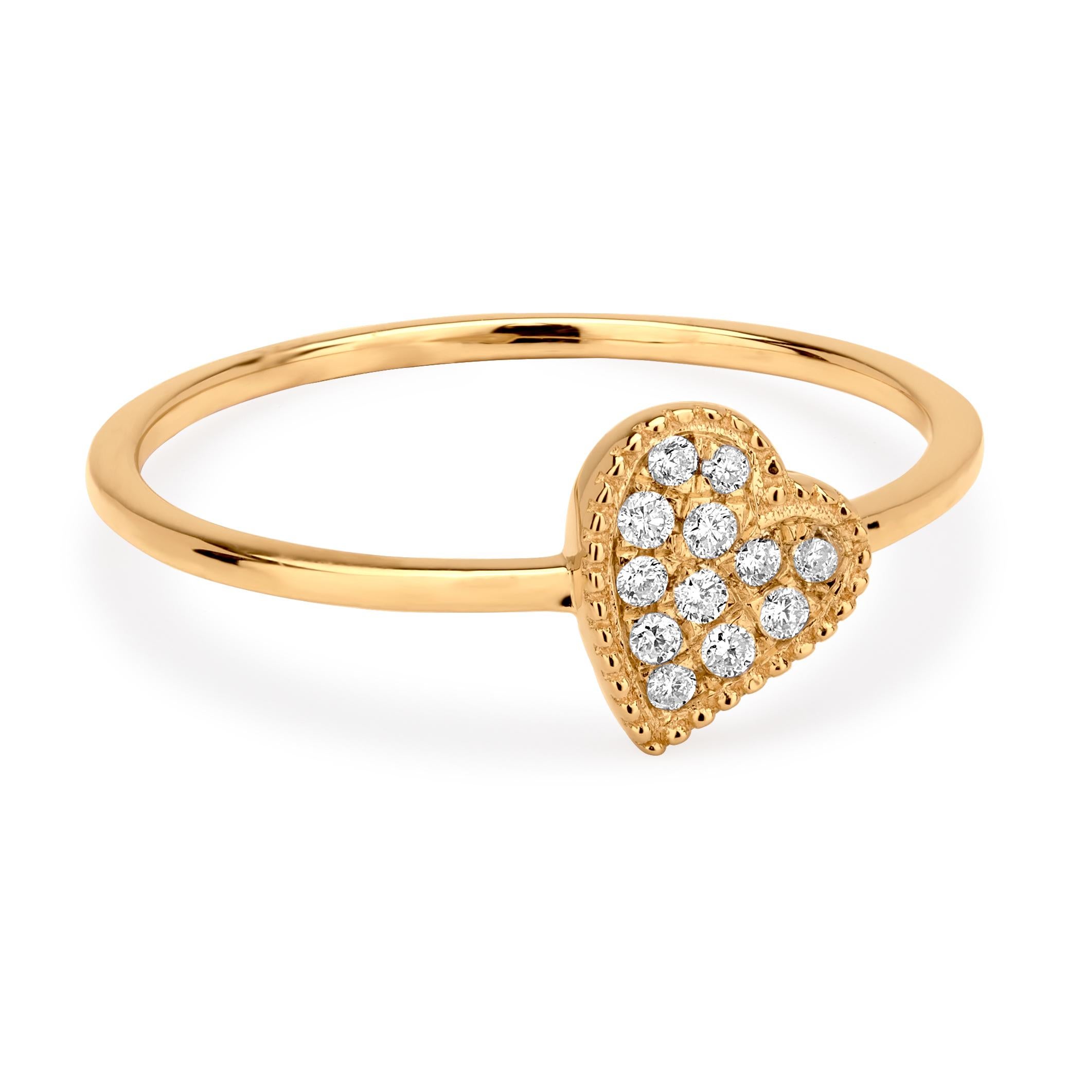 Contemporary Luxle Diamond Heart Ring in 18K Yellow Gold