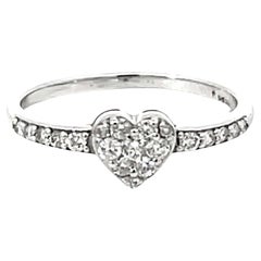 Diamond Heart Ring Solid 14k White Gold