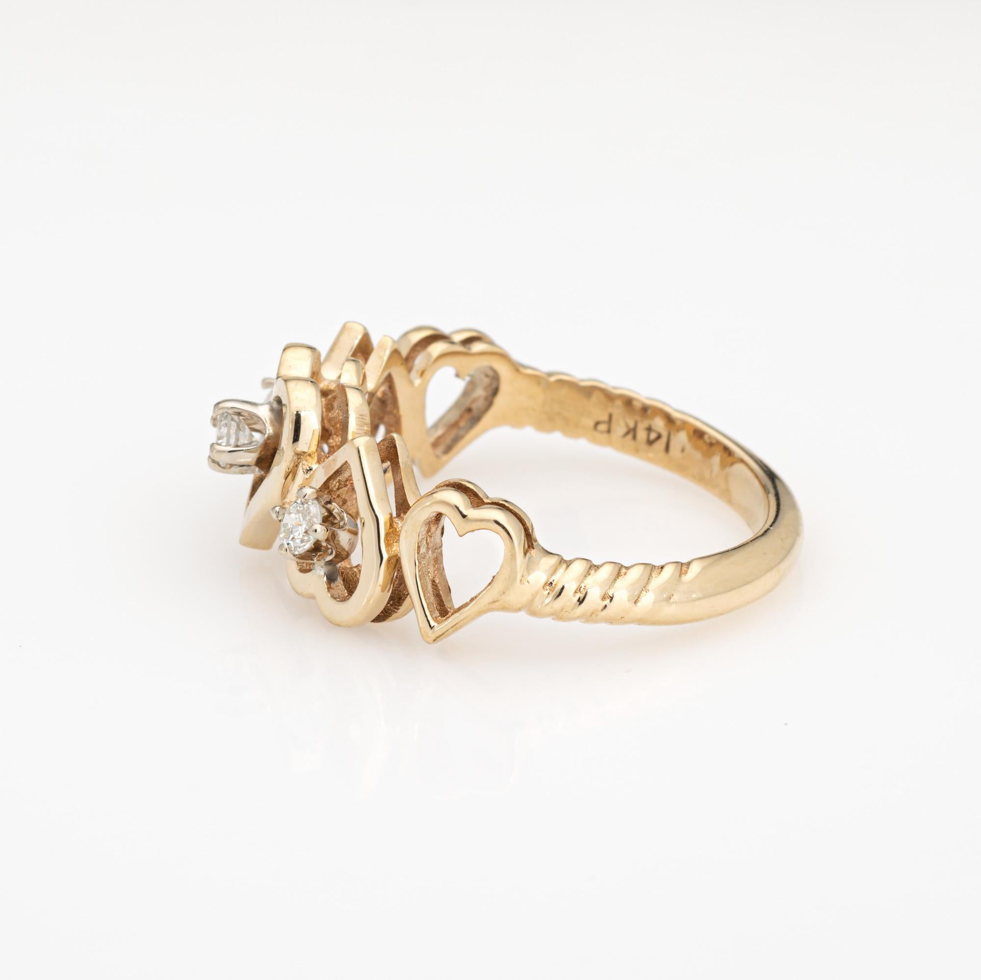 Round Cut Diamond Heart Ring Vintage 14k Yellow Gold Sz 6.75 Band Estate Fine Jewelry For Sale