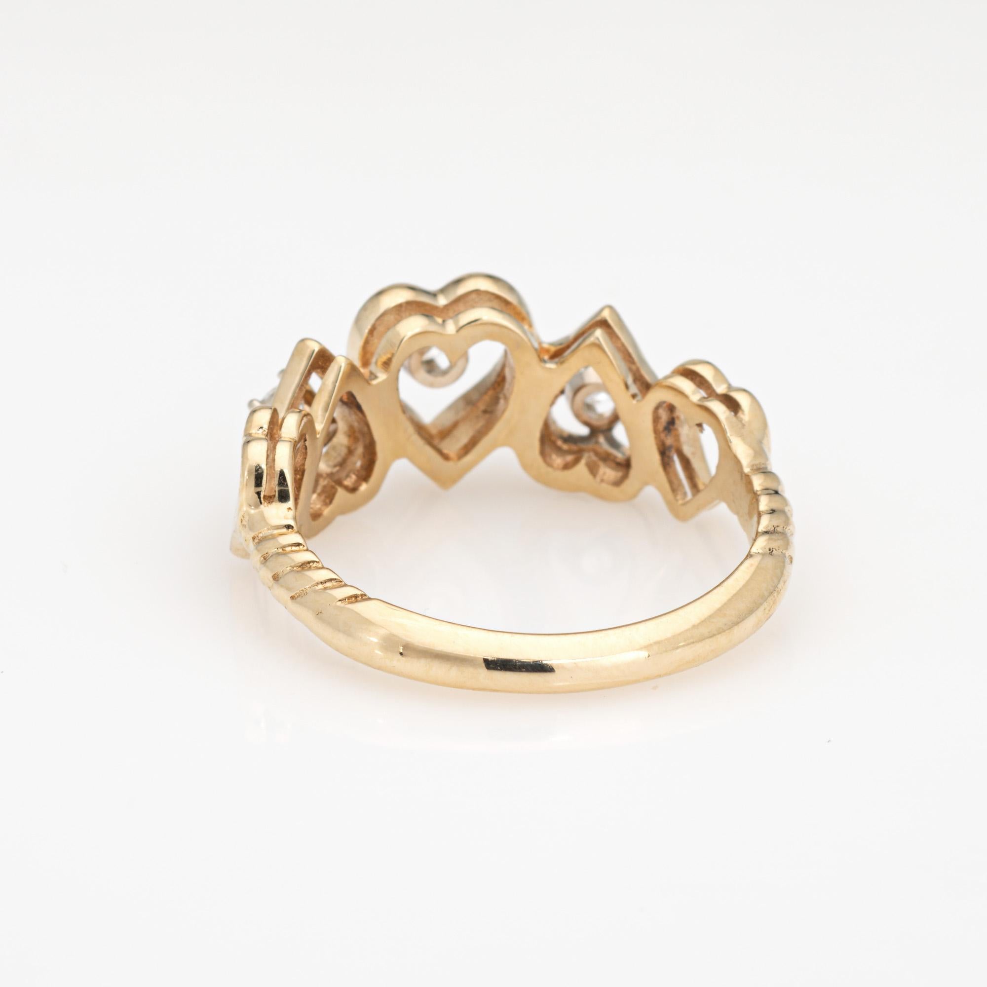 Diamond Heart Ring Vintage 14k Yellow Gold Sz 6.75 Band Estate Fine Jewelry In Good Condition For Sale In Torrance, CA