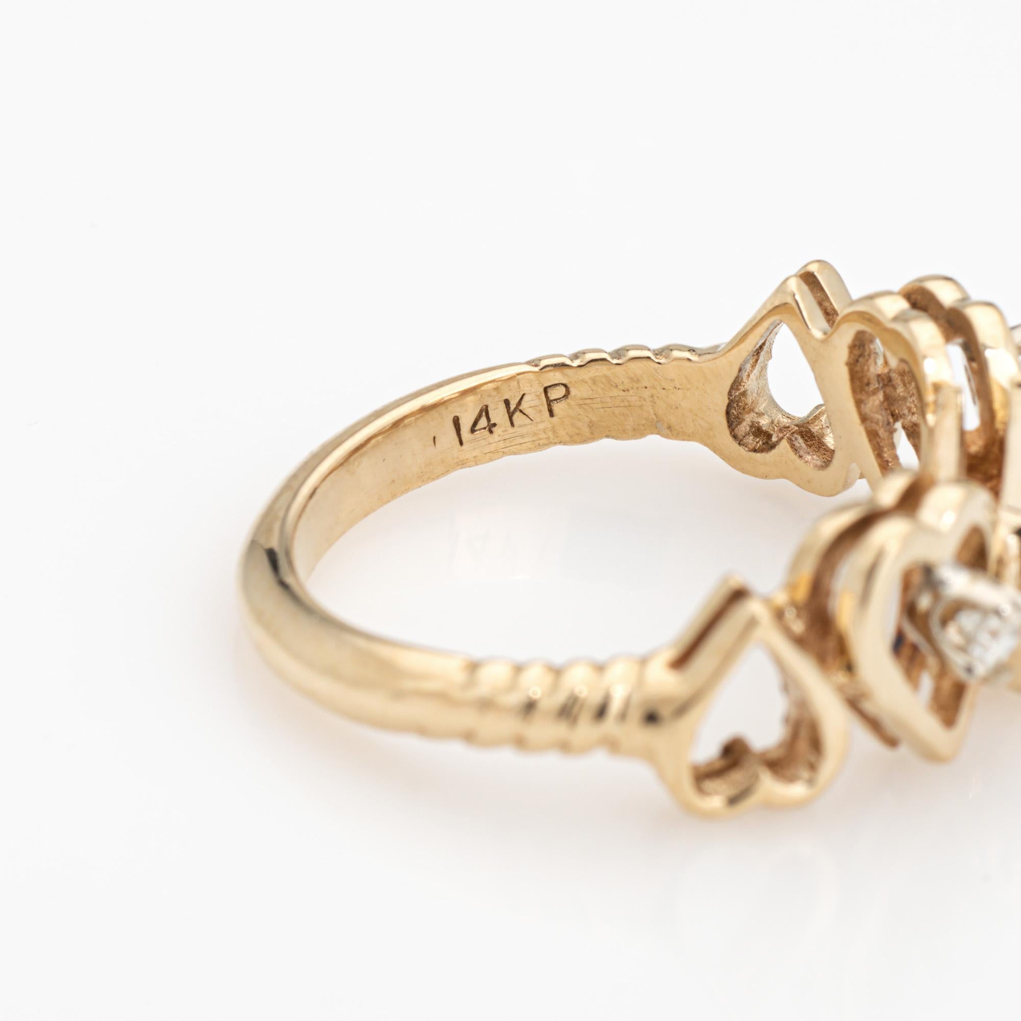 Diamond Heart Ring Vintage 14k Yellow Gold Sz 6.75 Band Estate Fine Jewelry For Sale 1