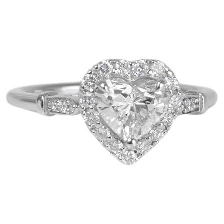 GIA Certified 1.01 Carat Diamond Heart Ring With Diamond Setting For Sale