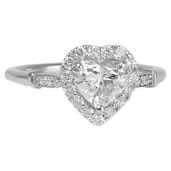 GIA Certified 1.01 Carat Diamond Heart Ring With Diamond Setting