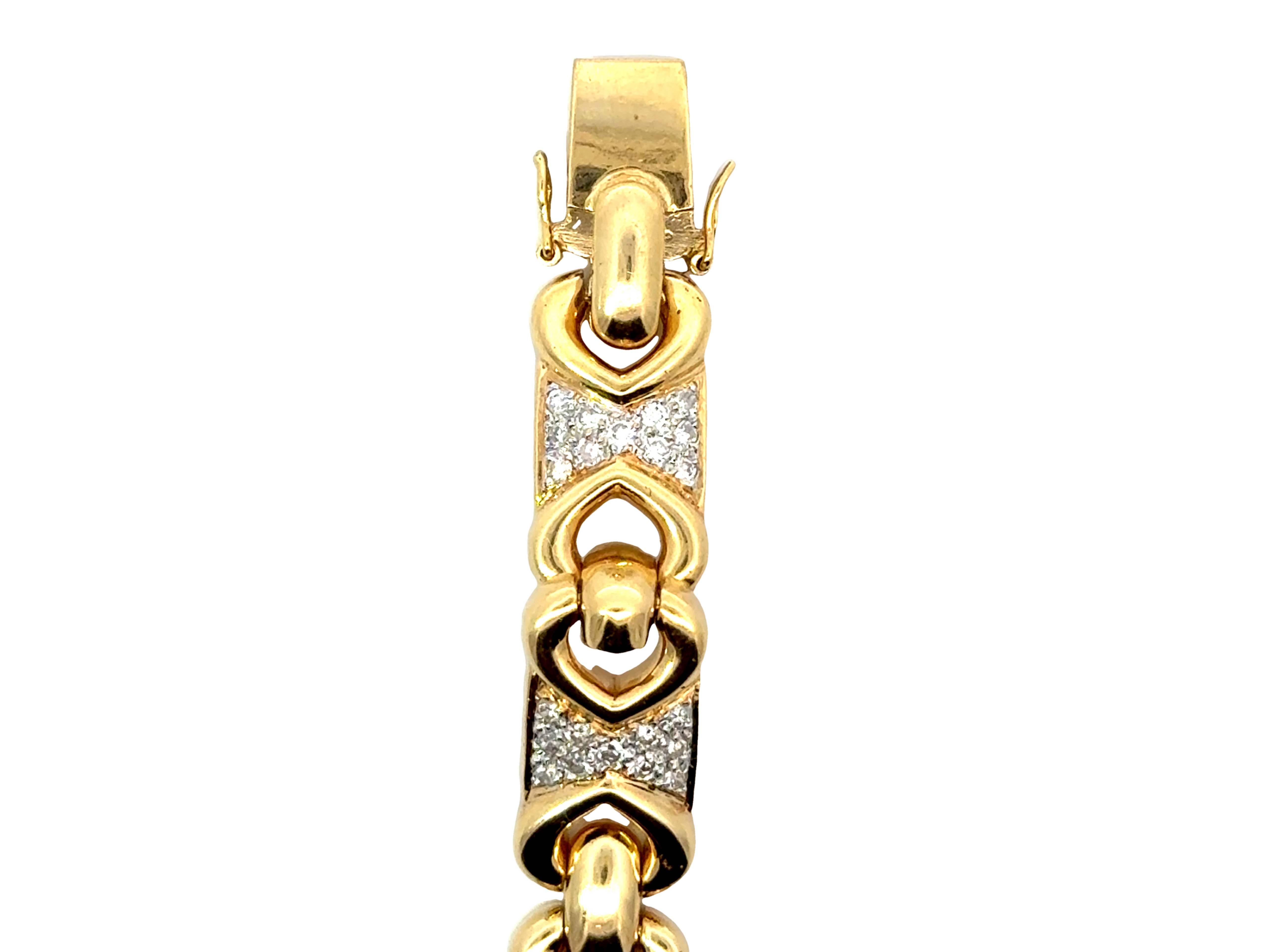 Diamant-Herz- Sectional-Armband aus 18 Karat Gelbgold im Angebot 1