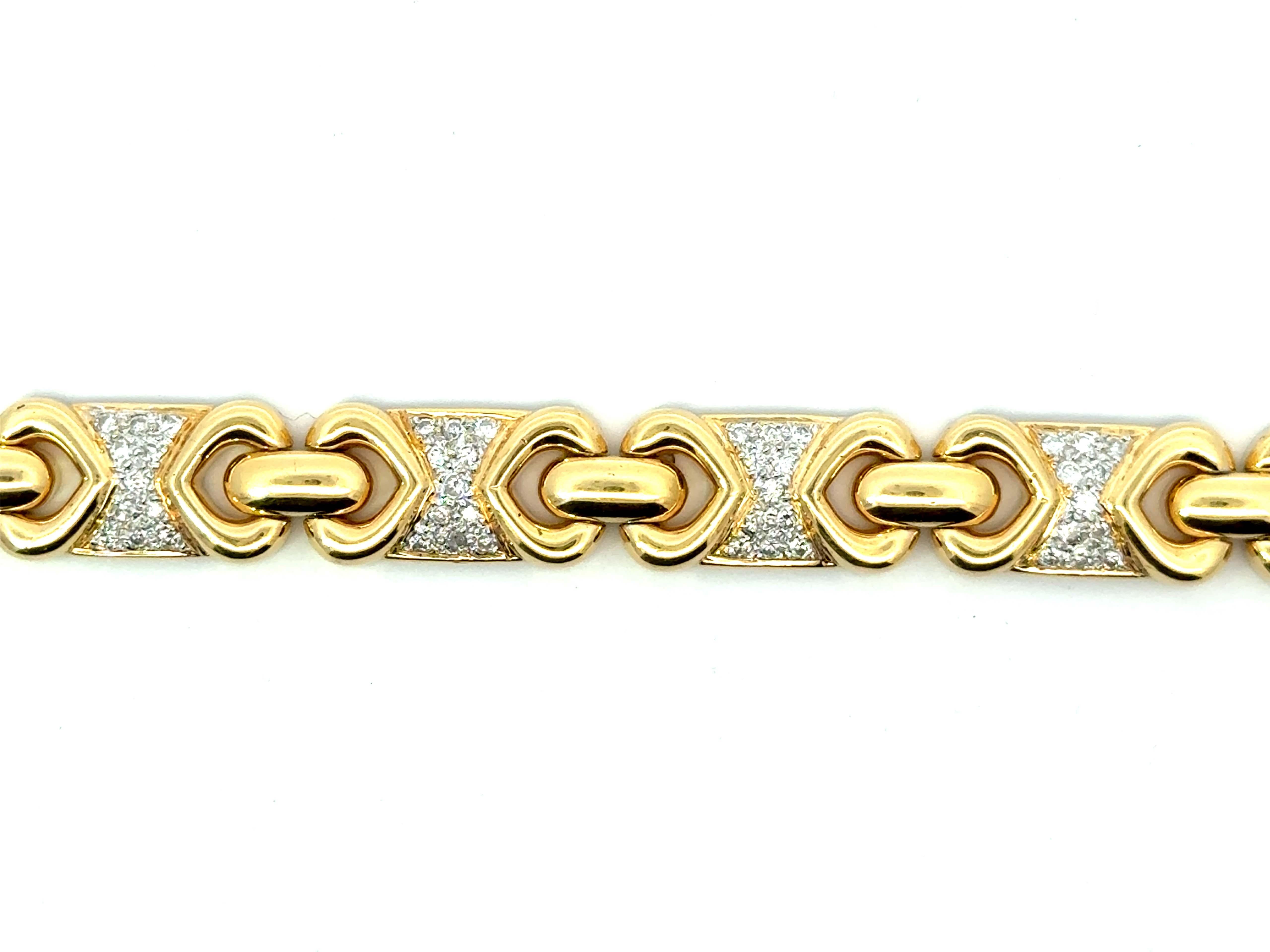 Diamant-Herz- Sectional-Armband aus 18 Karat Gelbgold im Angebot 2