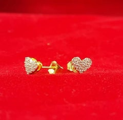 Diamond Heart Shape Earring 14K Solid Gold Stud Earring For Women Christmas Gift