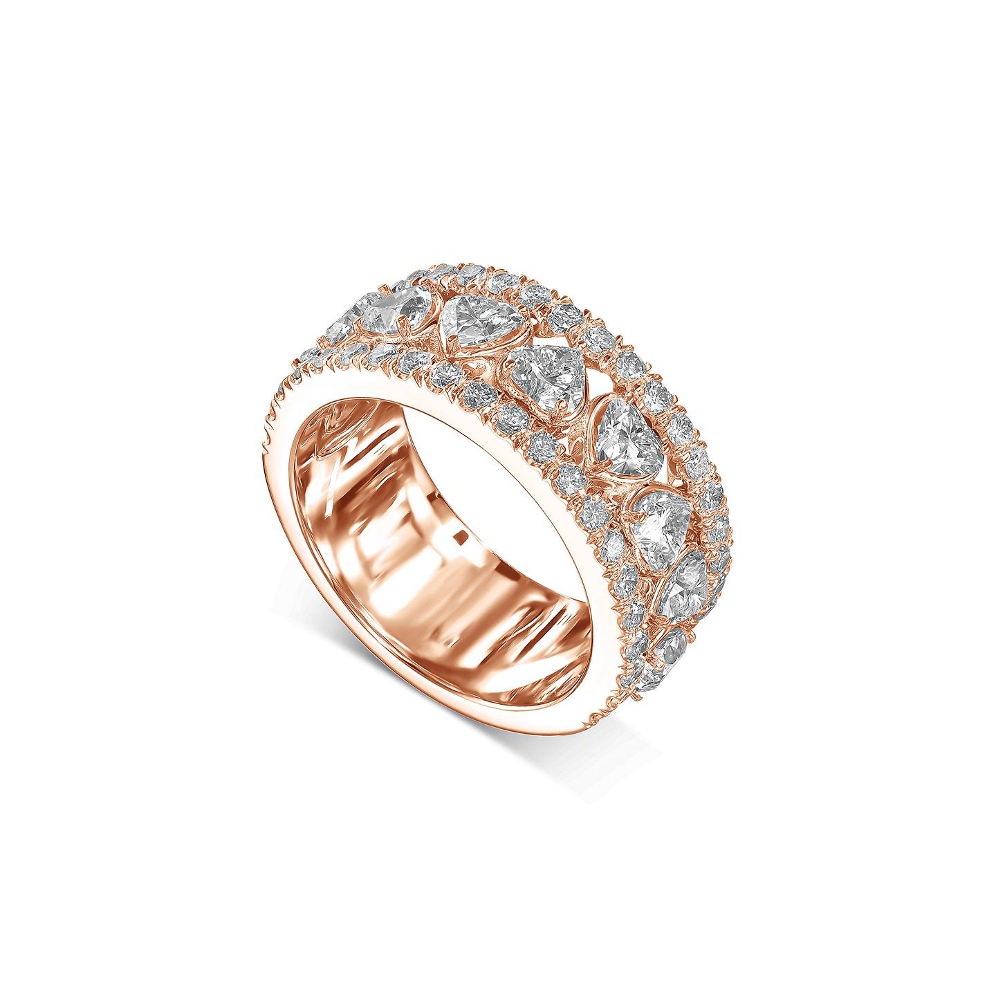 Contemporary Diamond Heart Shape Eternity Ring For Sale