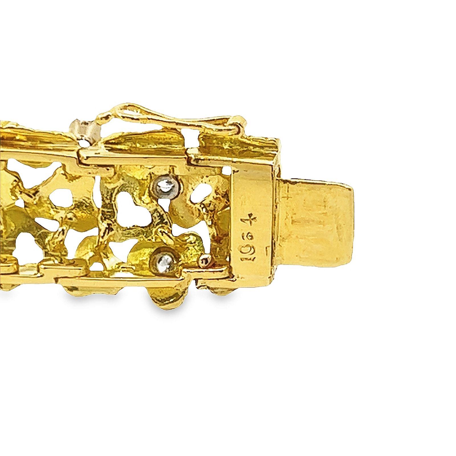 Diamond Heart Shape Yellow Gold Link Bracelet For Sale 4