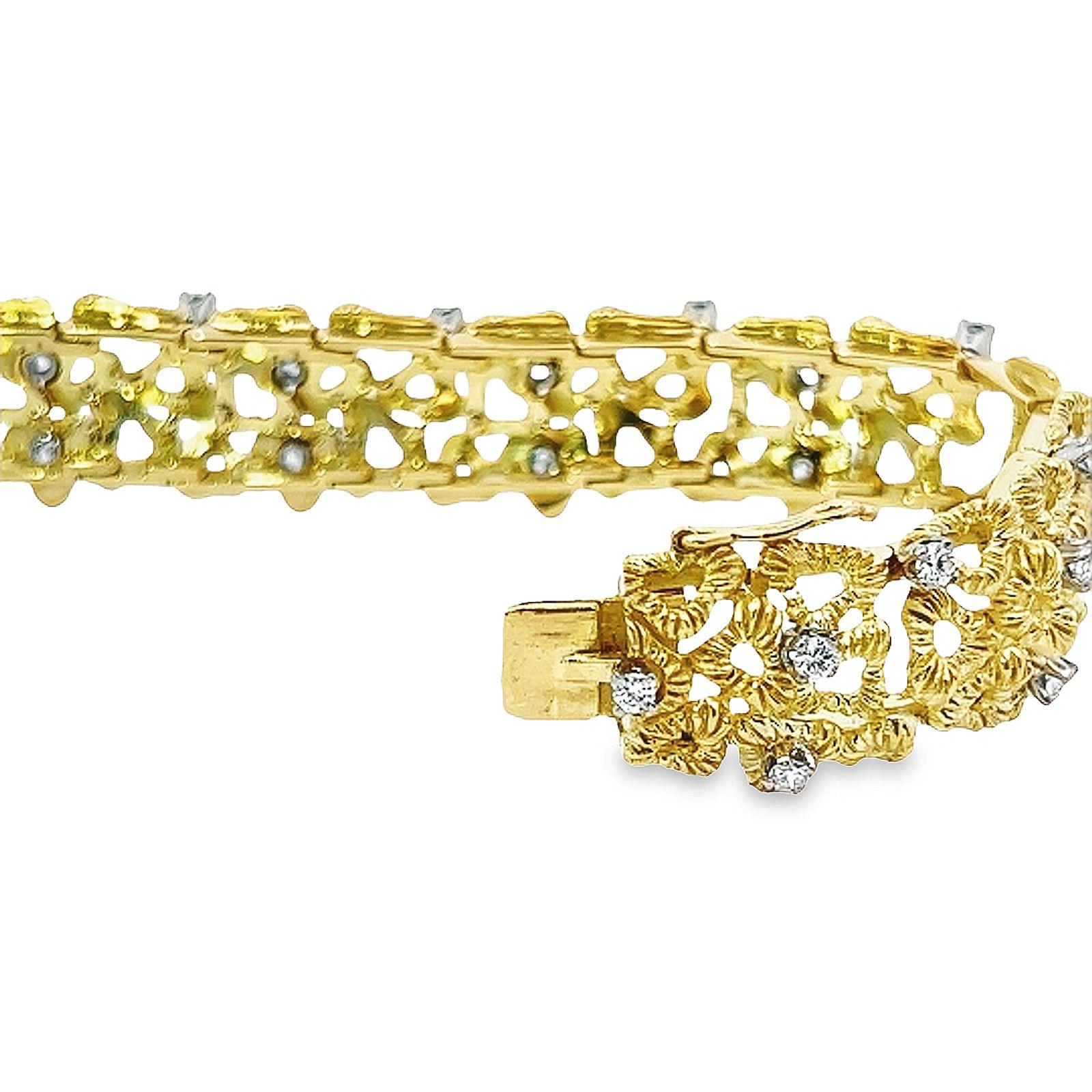 Diamond Heart Shape Yellow Gold Link Bracelet For Sale 1