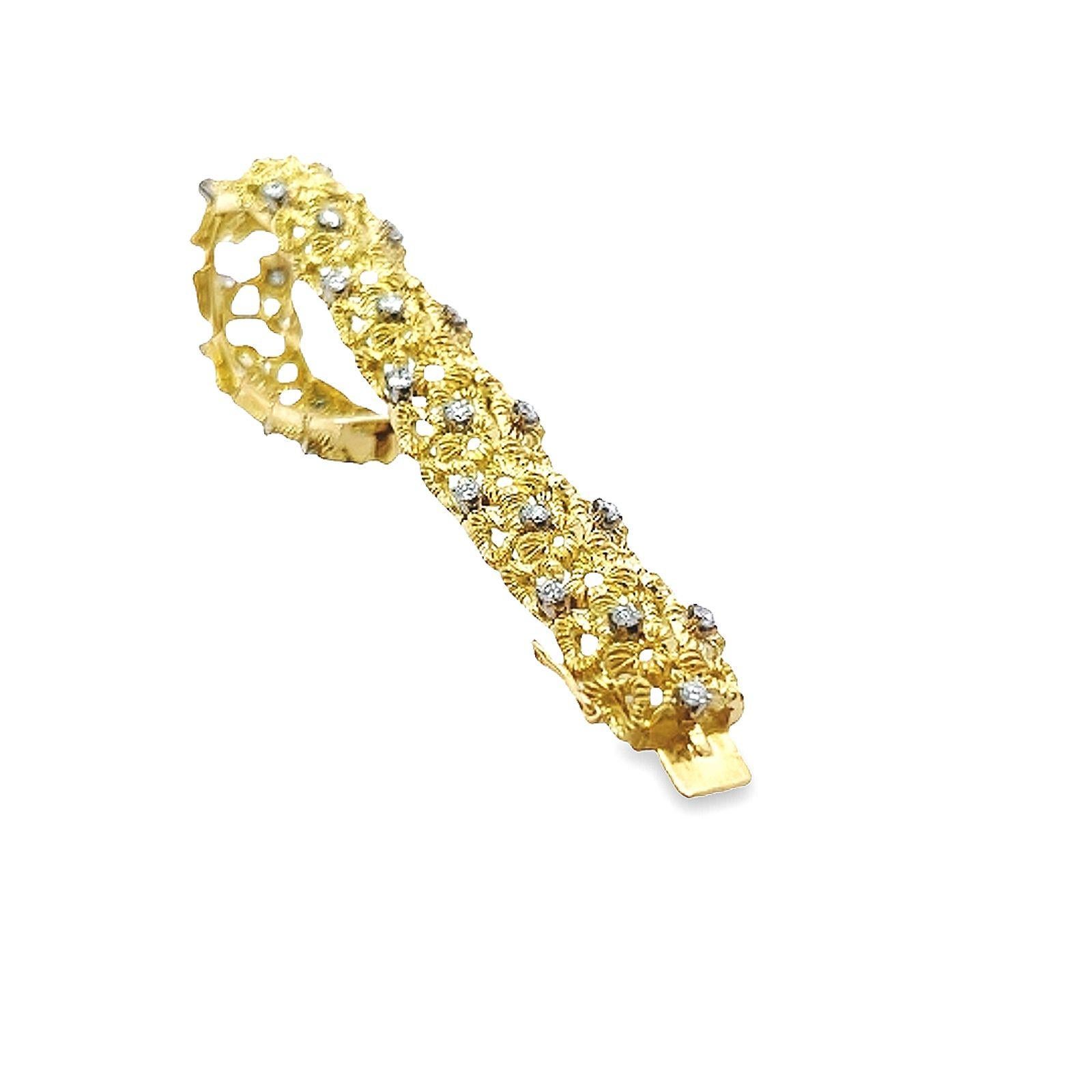 Diamond Heart Shape Yellow Gold Link Bracelet For Sale 2