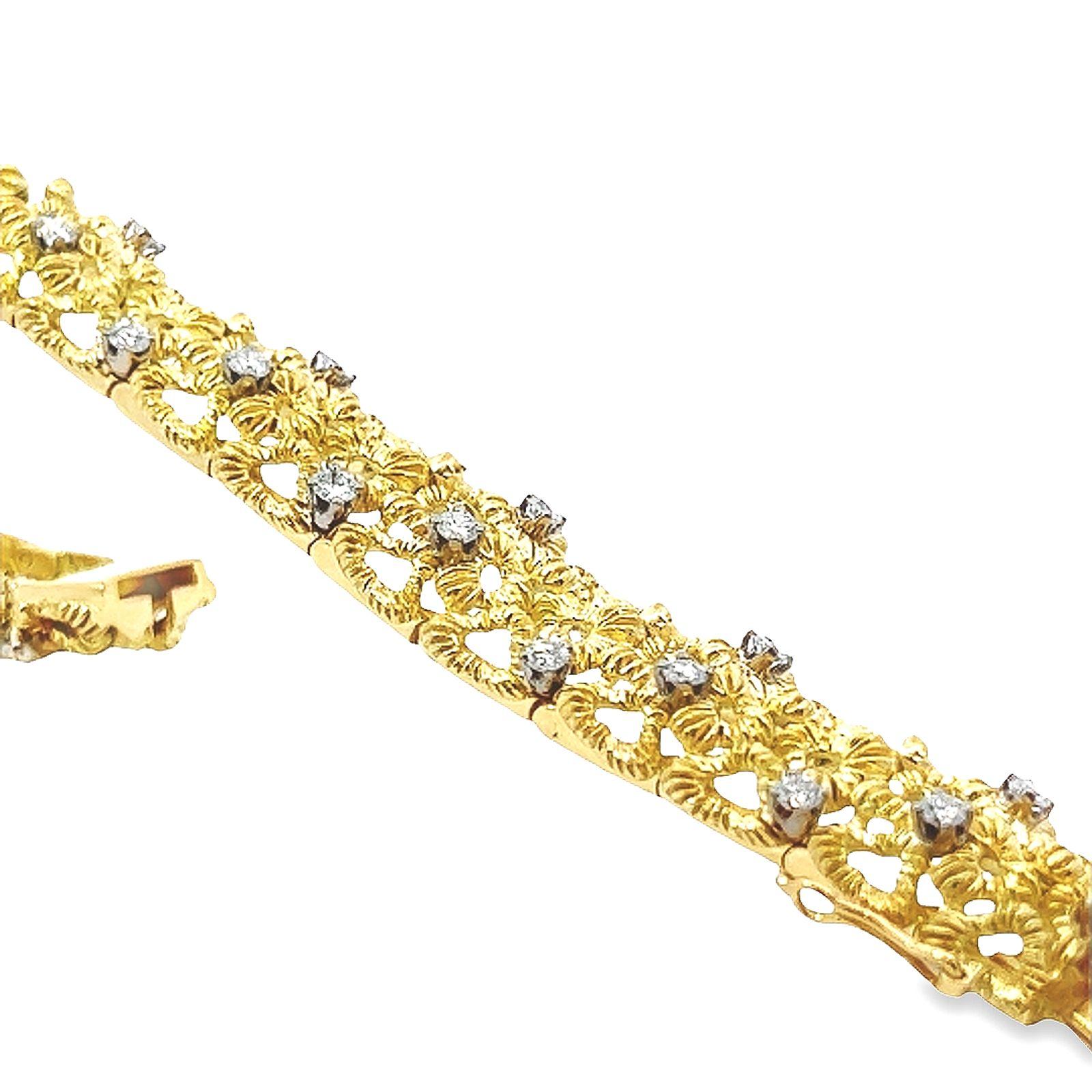 Diamond Heart Shape Yellow Gold Link Bracelet For Sale 3