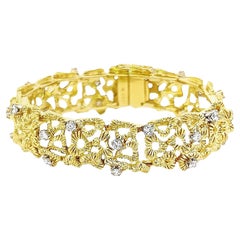 Diamond Heart Shape Yellow Gold Link Bracelet