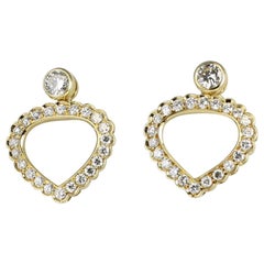 Diamond Heart Shaped Earrings Set in 18 Karat