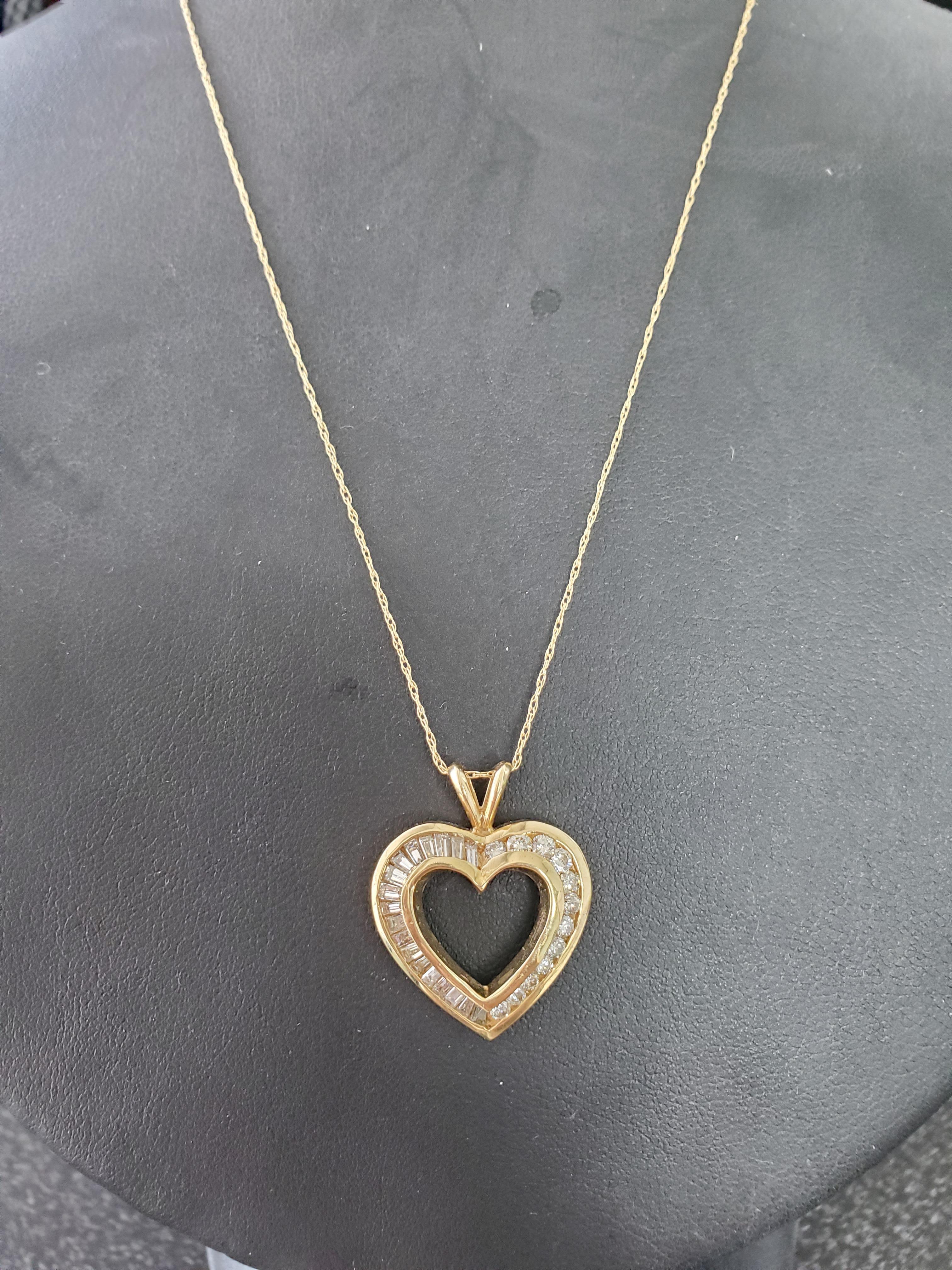 Diamant-Halskette in Herzform 1,20cttw 14k Gelbgold (Rundschliff) im Angebot