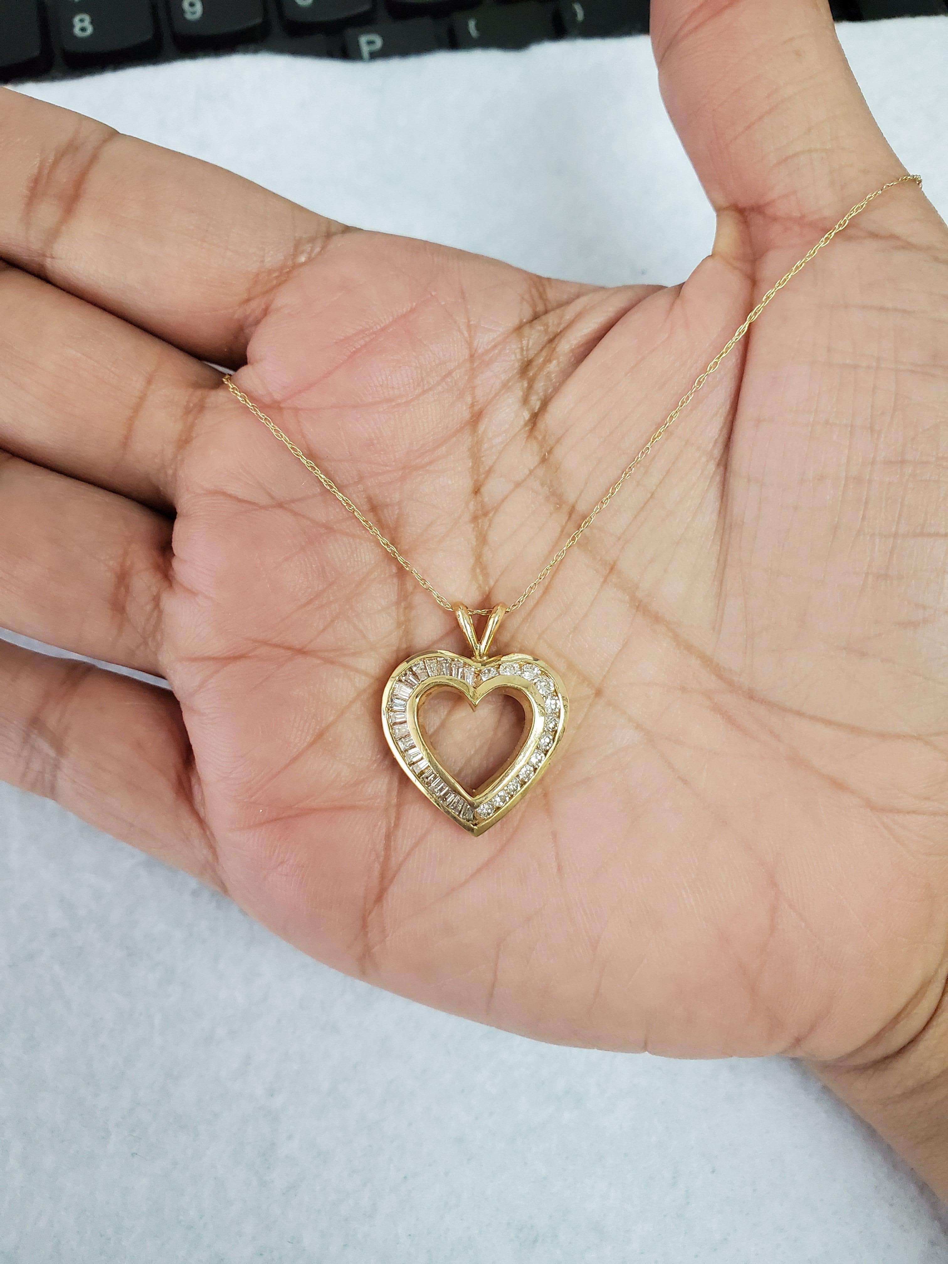 Diamant-Halskette in Herzform 1,20cttw 14k Gelbgold Damen im Angebot