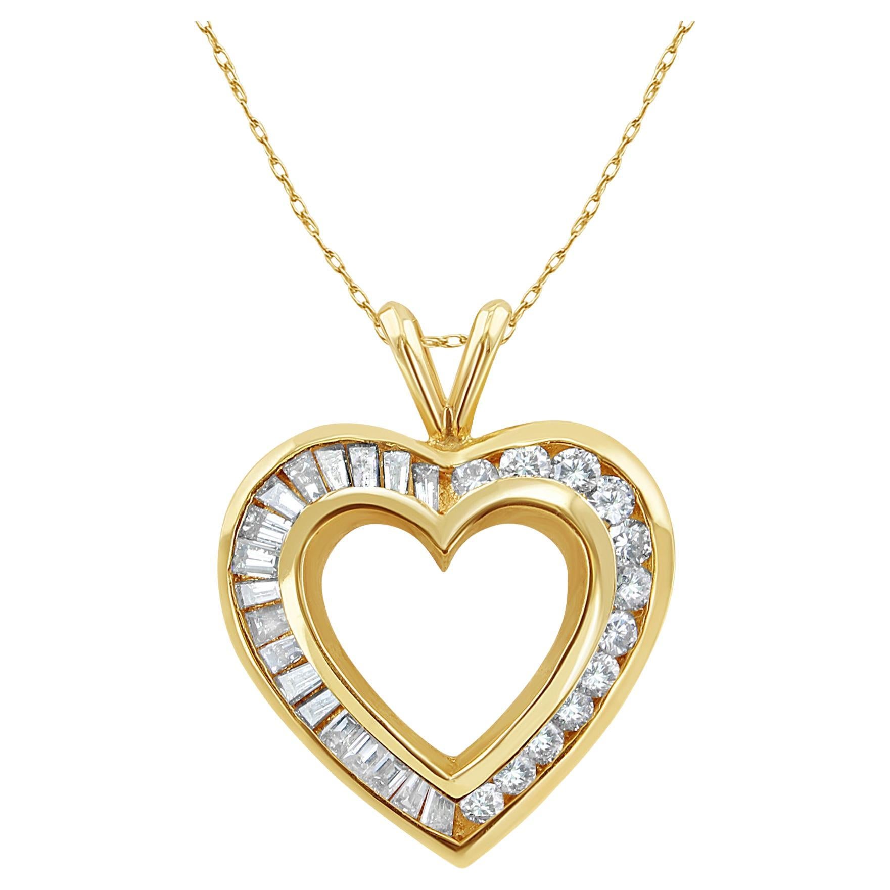 Collier en forme de coeur en diamant 1.20cttw 14k Yellow Gold