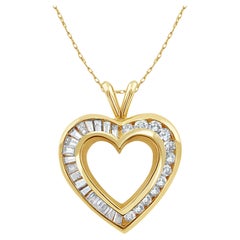 Collier en forme de coeur en diamant 1.20cttw 14k Yellow Gold