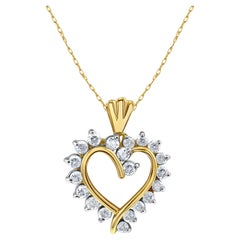 Diamond Heart Shaped Necklace 1.33cttw 14k Yellow Gold