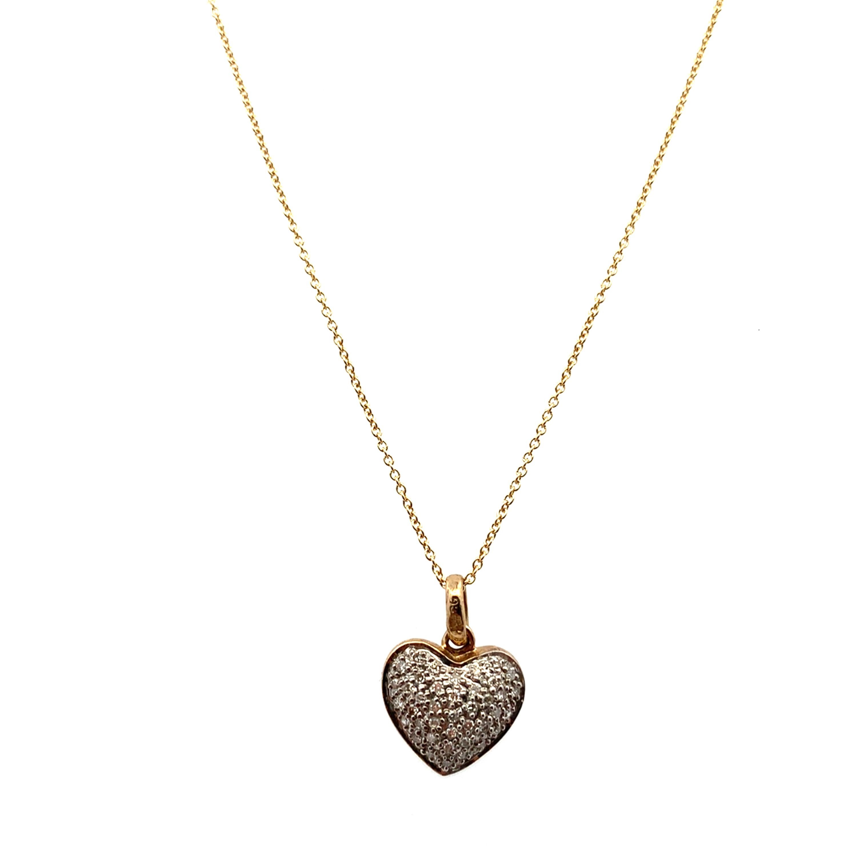 Diamant-Anhänger in Herzform Halskette Gelbgold (Rundschliff) im Angebot