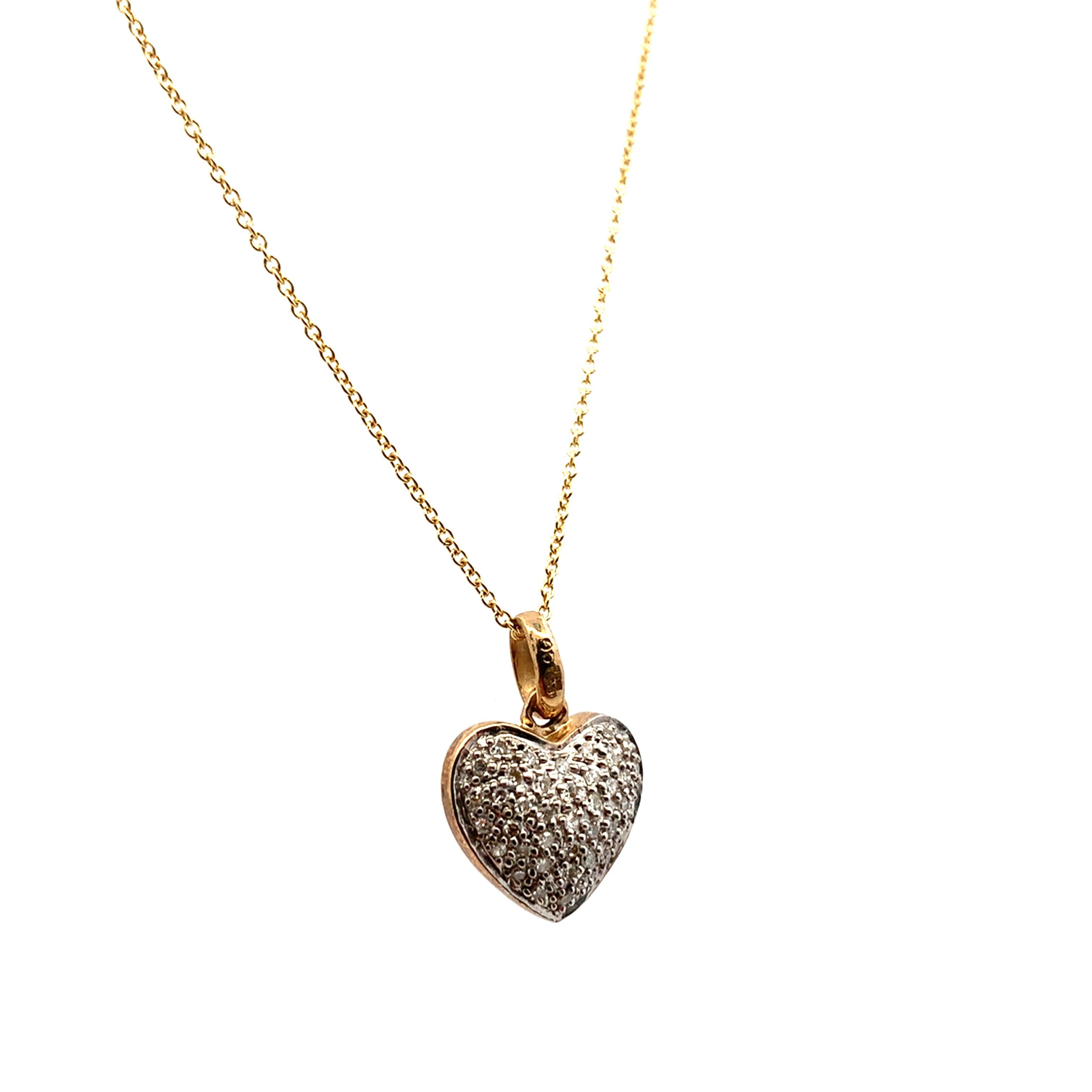 Diamant-Anhänger in Herzform Halskette Gelbgold im Zustand „Neu“ im Angebot in London, GB
