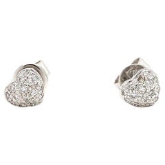 Diamond heart shaped stud earrings 18k white gold