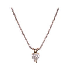 Diamond Heart Solitaire Pendant Necklace White Gold