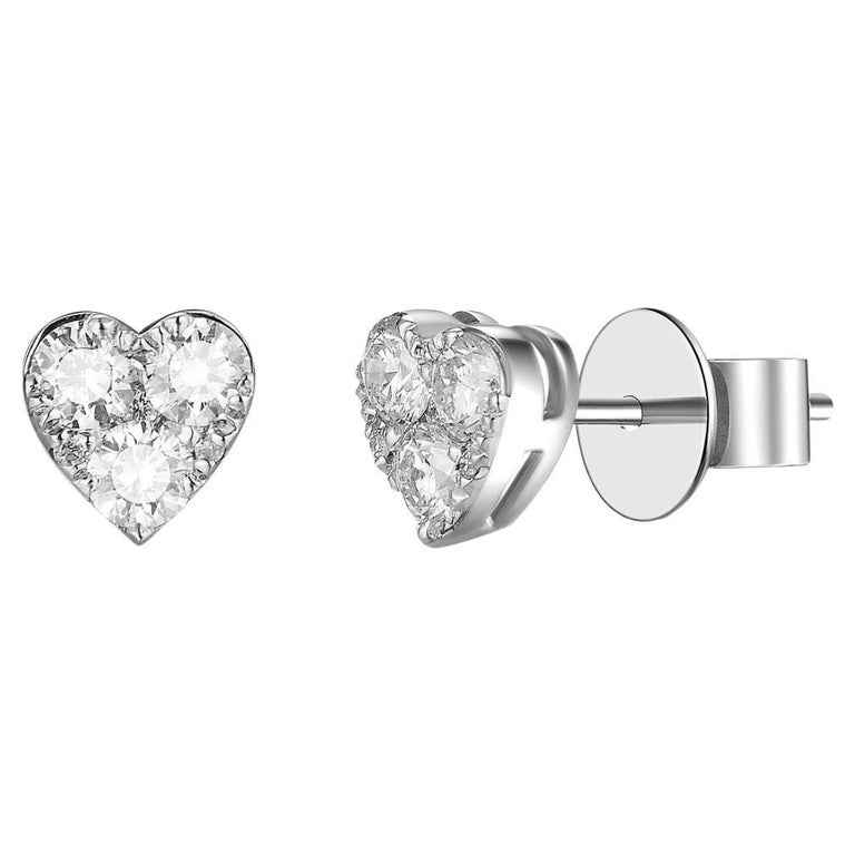 Heart Shaped Diamond Stud Earrings For Sale at 1stDibs