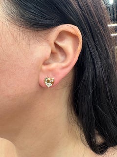 Diamond Heart Stud Earrings 0.20 Carats 14 Karat Yellow Gold G-H SI1