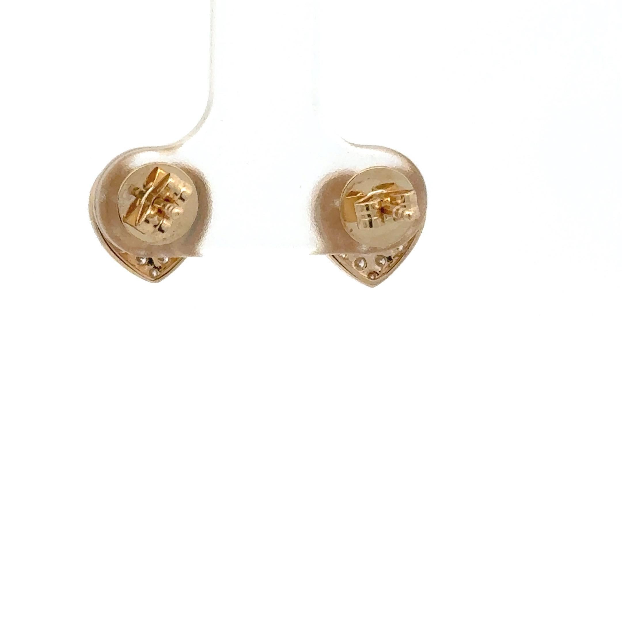 Diamant-Herz-Ohrstecker 0,20 Karat 14 Karat Gelbgold G-H SI1 Damen im Angebot