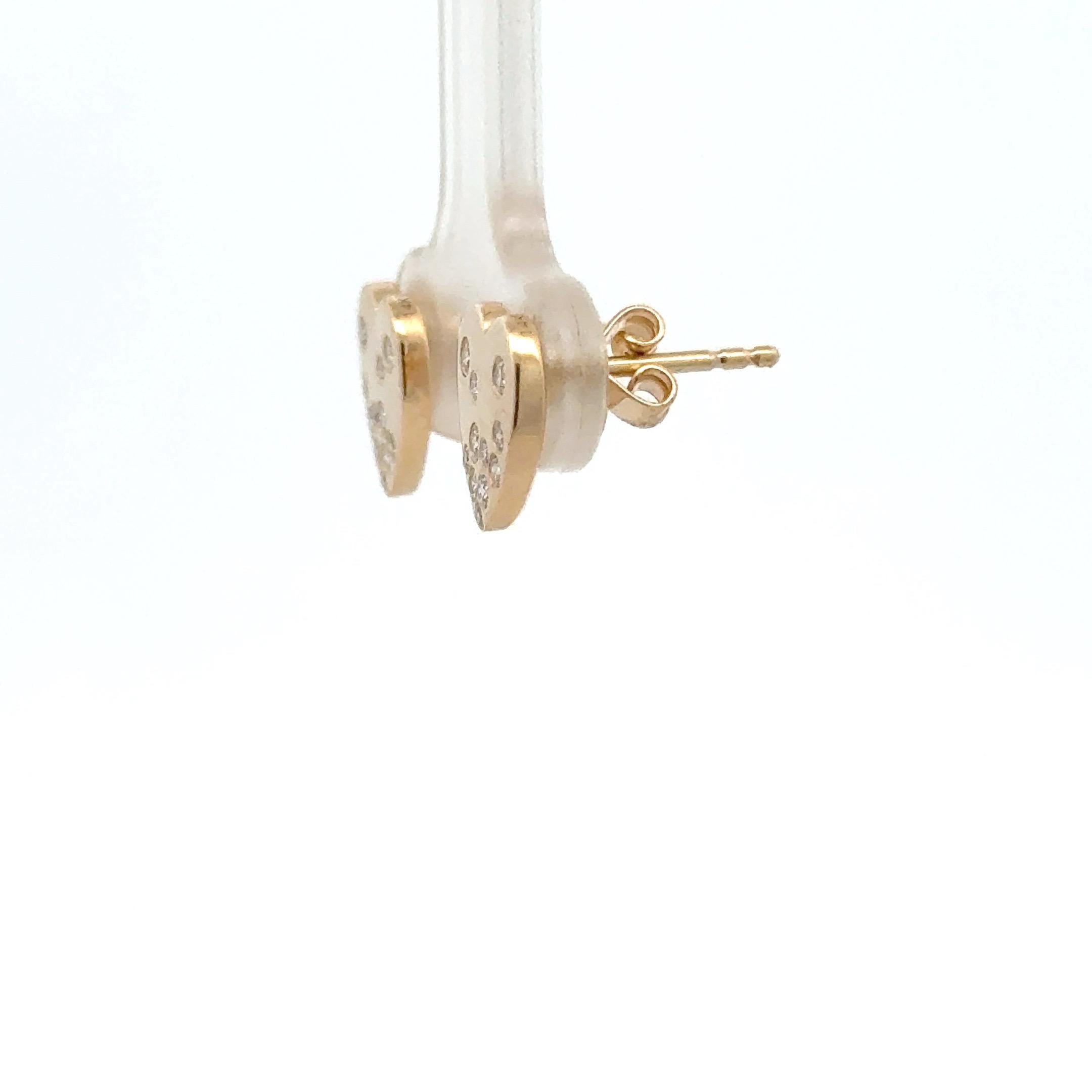 Diamant-Herz-Ohrstecker 0,20 Karat 14 Karat Gelbgold G-H SI1 im Angebot 1