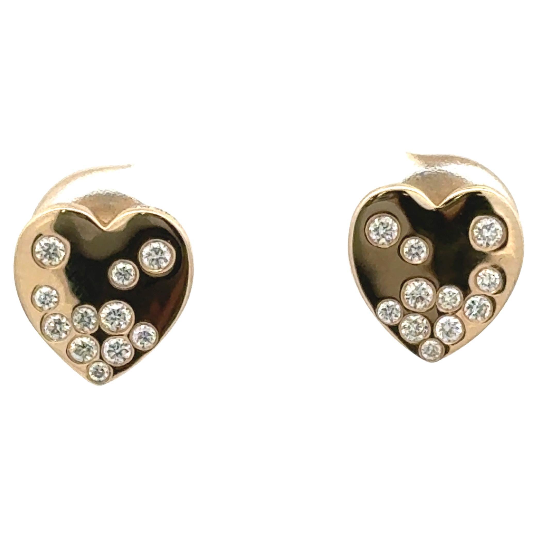 Diamant-Herz-Ohrstecker 0,20 Karat 14 Karat Gelbgold G-H SI1 im Angebot