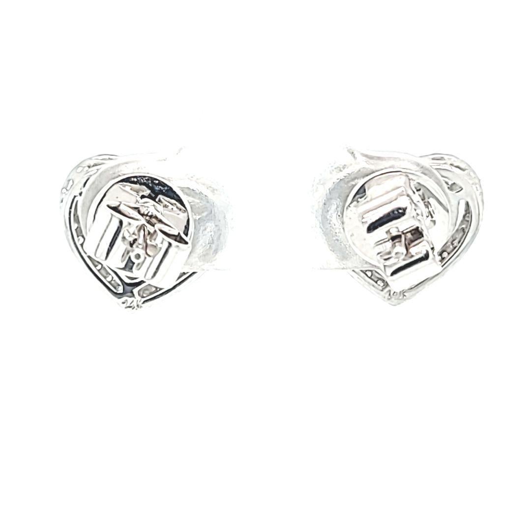 Round Cut Diamond Heart Stud Earrings For Sale