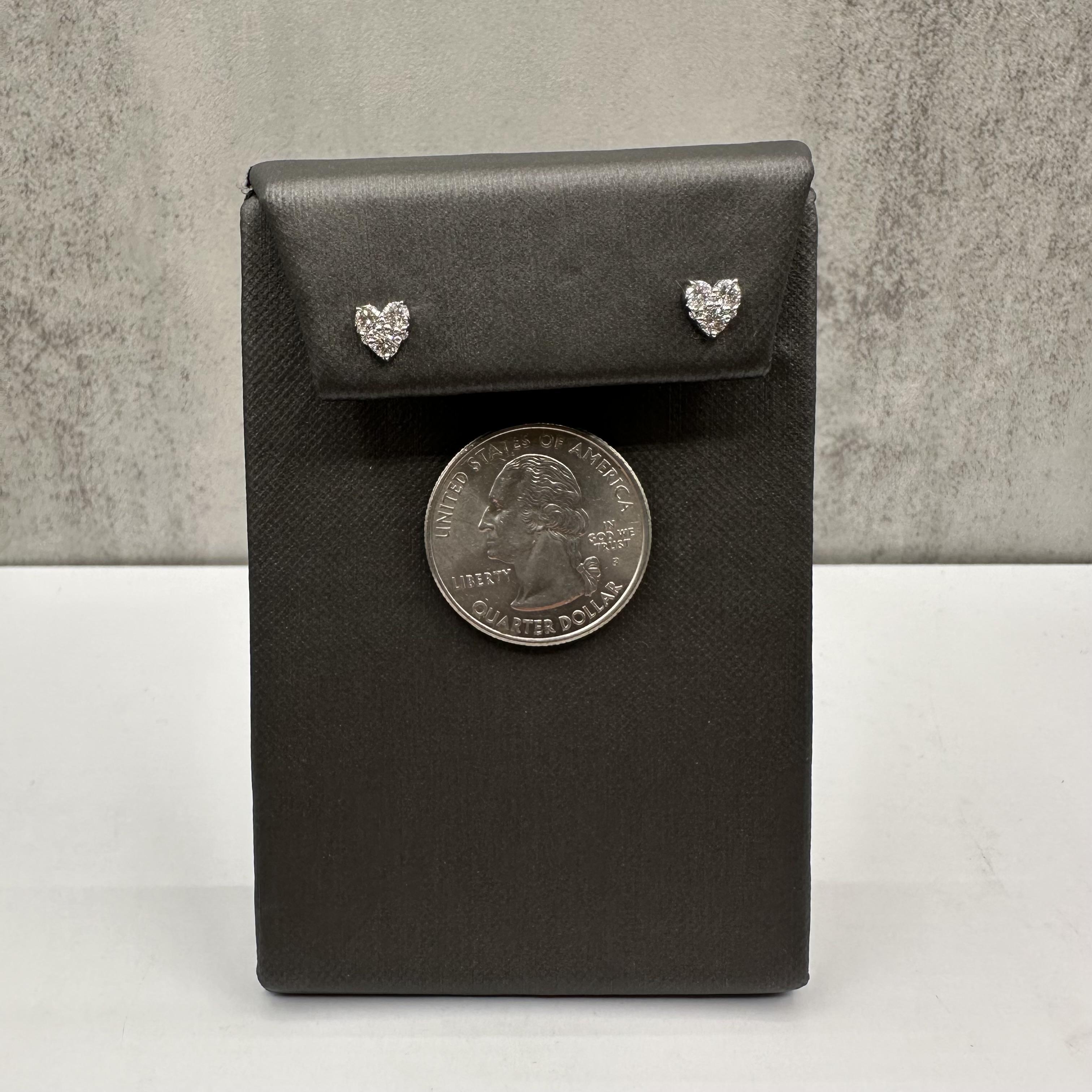 Diamond Heart Stud Earrings in 14kt White Gold – 0.37ctw GH SI2-I1 Diamonds In New Condition For Sale In West Hempstead, NY