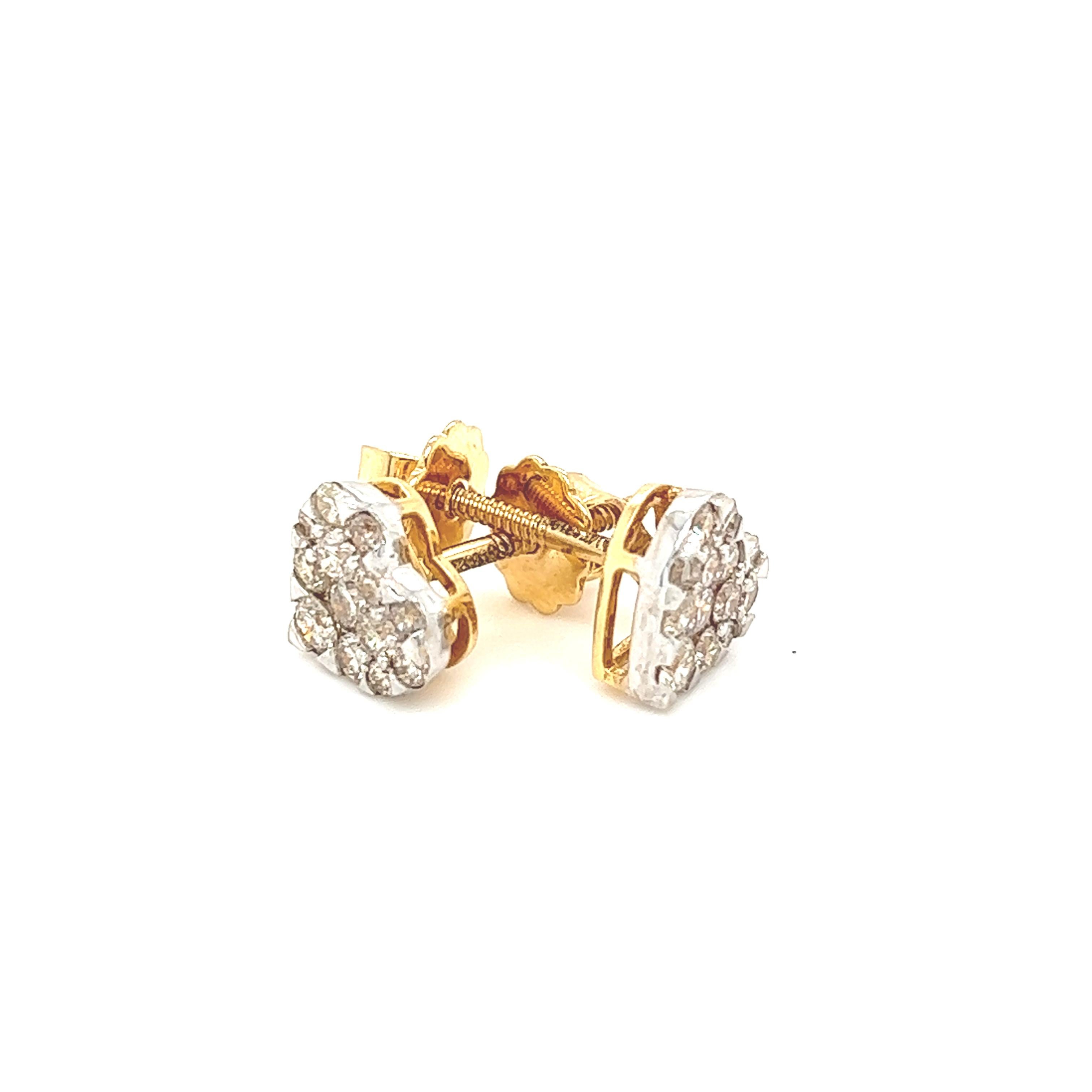 Herzohrstecker mit Diamanten (Rohschliff) im Angebot