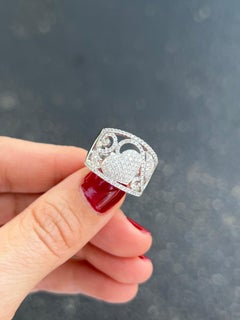 Diamond Heart Wide Ring Band