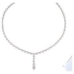 Diamond Hearts Drop Necklace in 14k White Gold