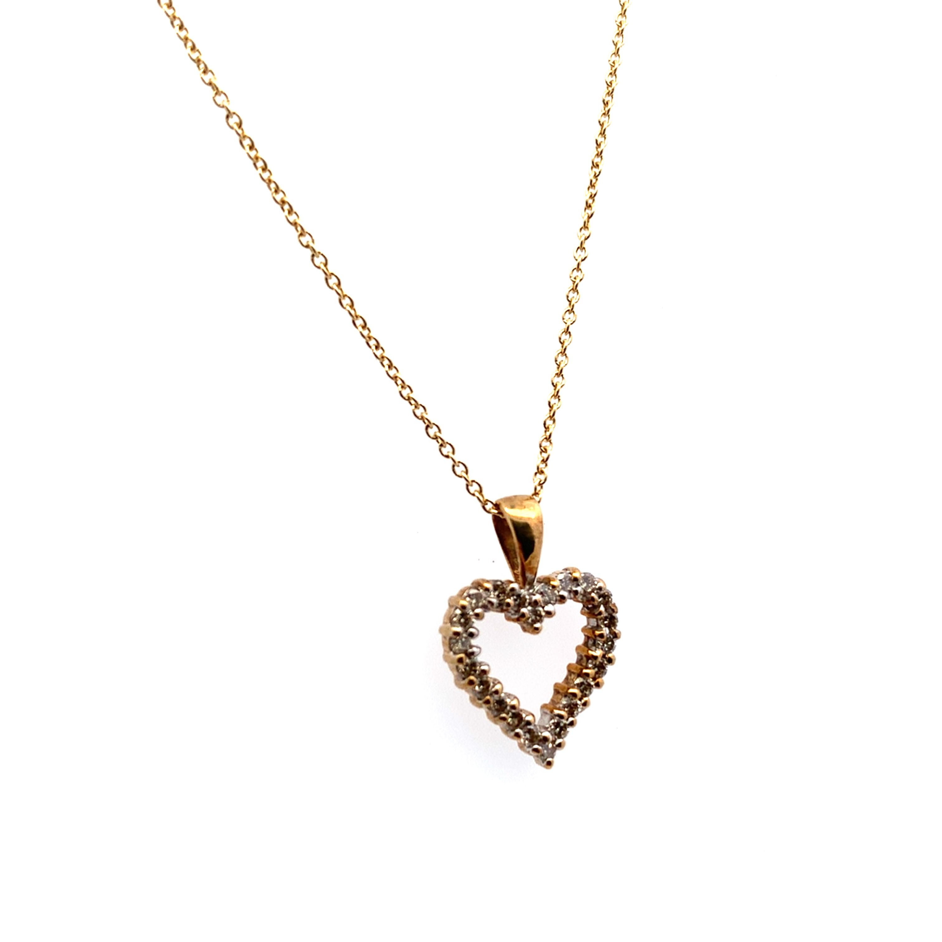 Collar colgante con corazones de diamantes en oro amarillo en Nuevo estado para la venta en London, GB