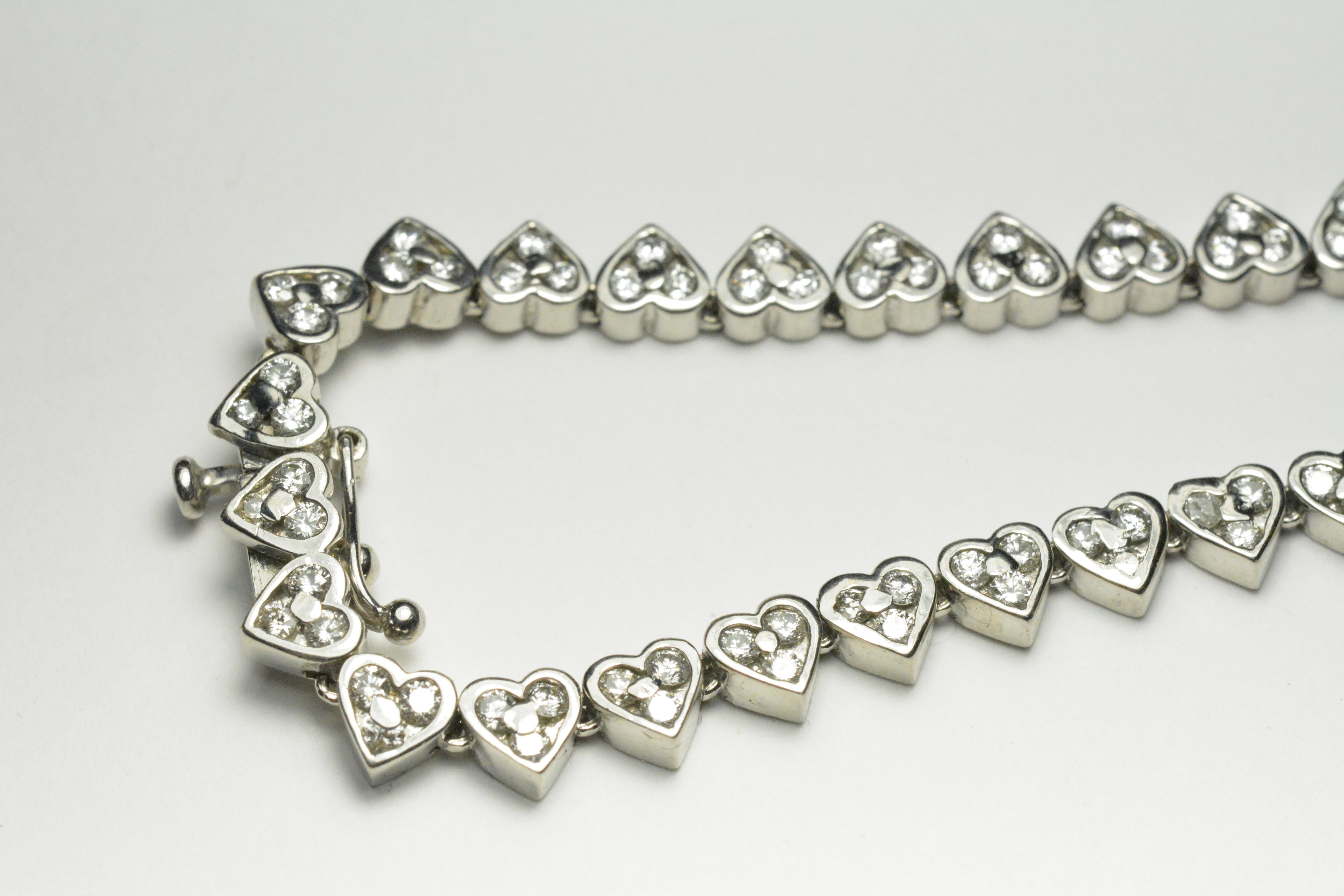 Diamond Hearts Necklace in 18 Karat White Gold with Total Carat Weight of 9.00 3
