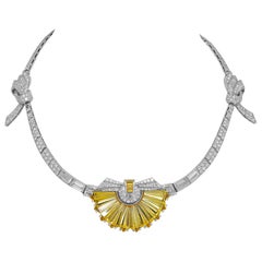 Heliodor Platin-Halskette mit Diamanten