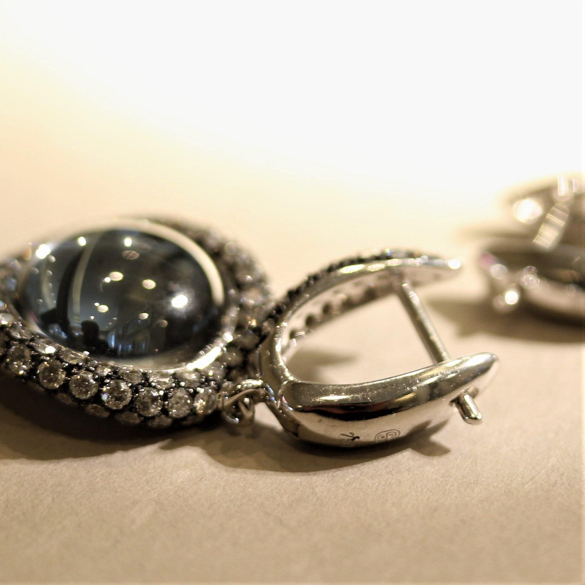 Pendientes Gota Oro Hematites Cuarzo Diamante Corte mixto en venta