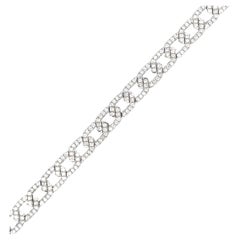 Diamond Hexagon Design Link Bracelet 2.83 Carats 14 Karat White Gold 17.8 Grams
