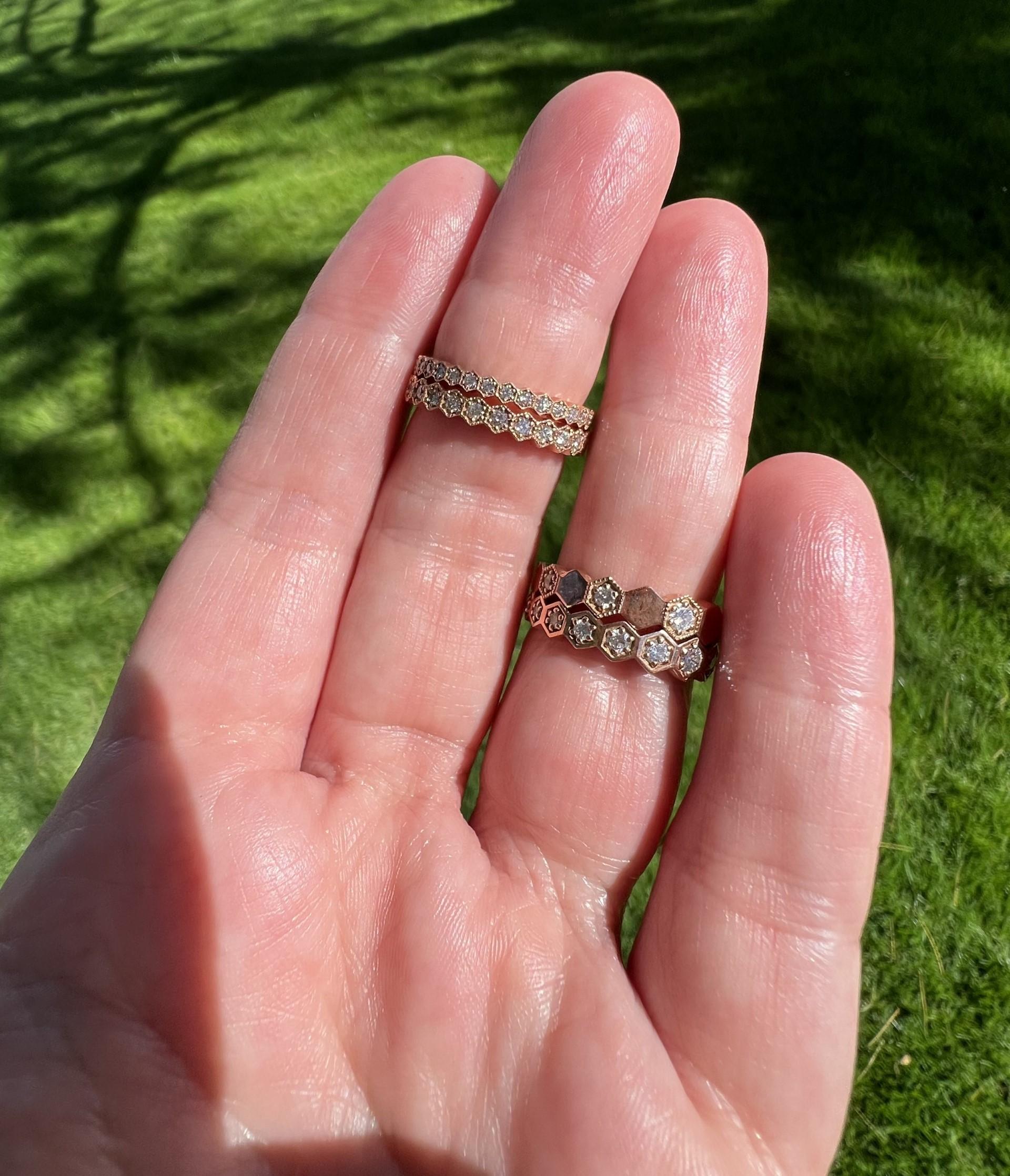 Diamond Hexagon Eternity Band In Rose Gold In New Condition For Sale In Phoenix, AZ