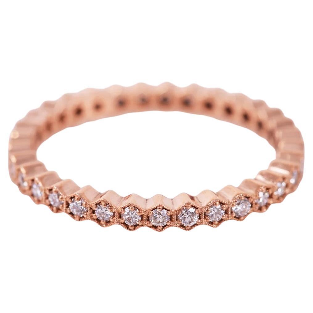 Diamond Hexagon Eternity Band In Rose Gold For Sale