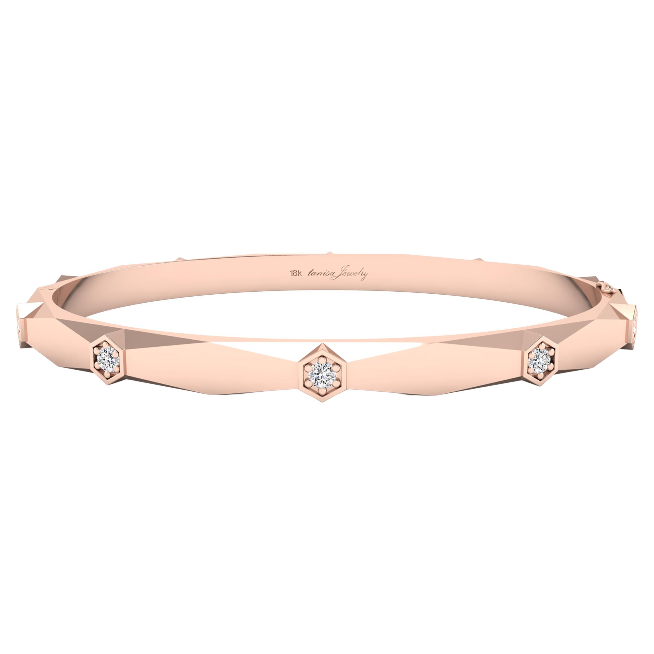 Tanisa Nahata Diamond Hexagon Mirror Bangle in 18Karat Rose Gold