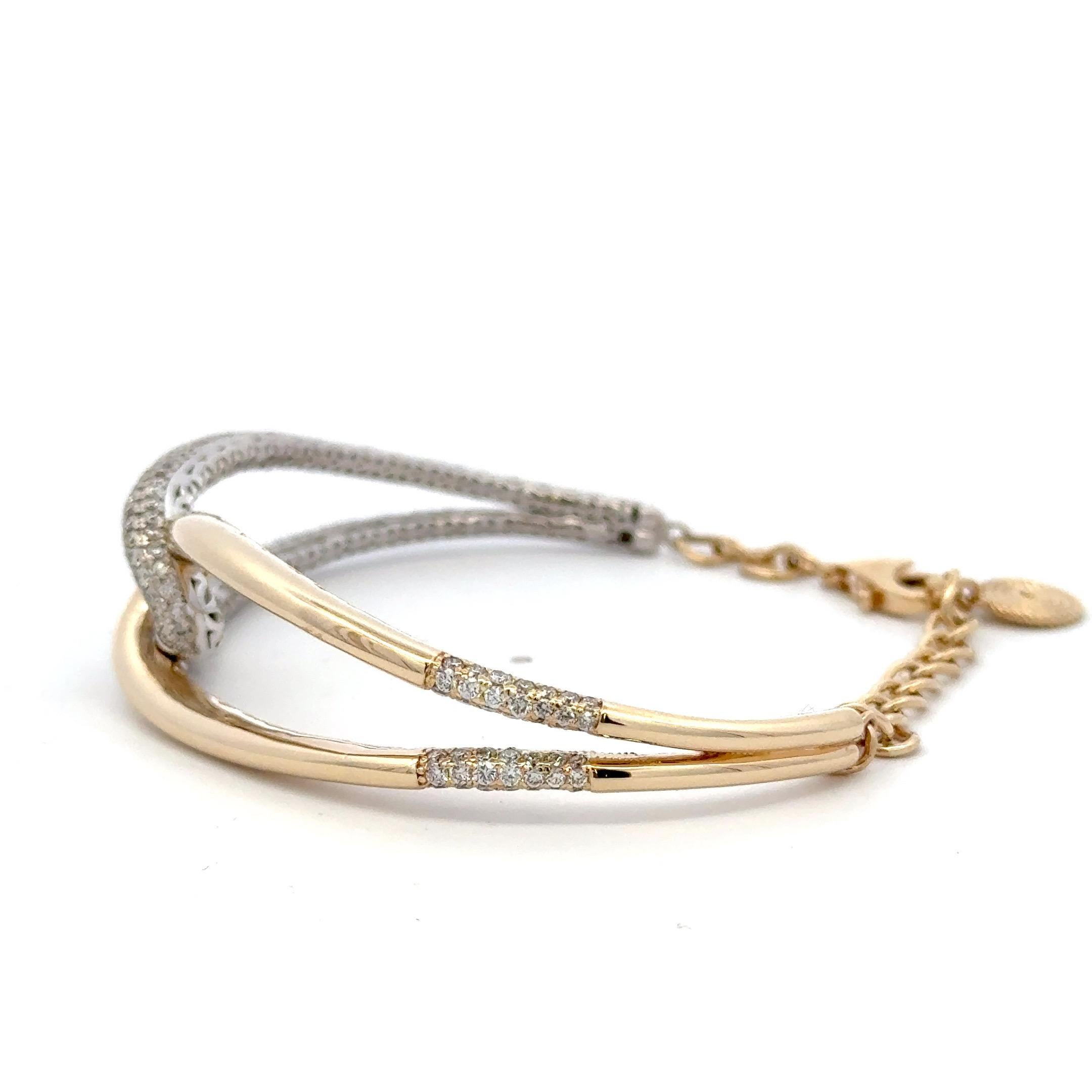 Pulsera Nudo Alto Pulido Diamantes 3,80 Quilates Oro Amarillo 14KT 17 Gramos en venta 4