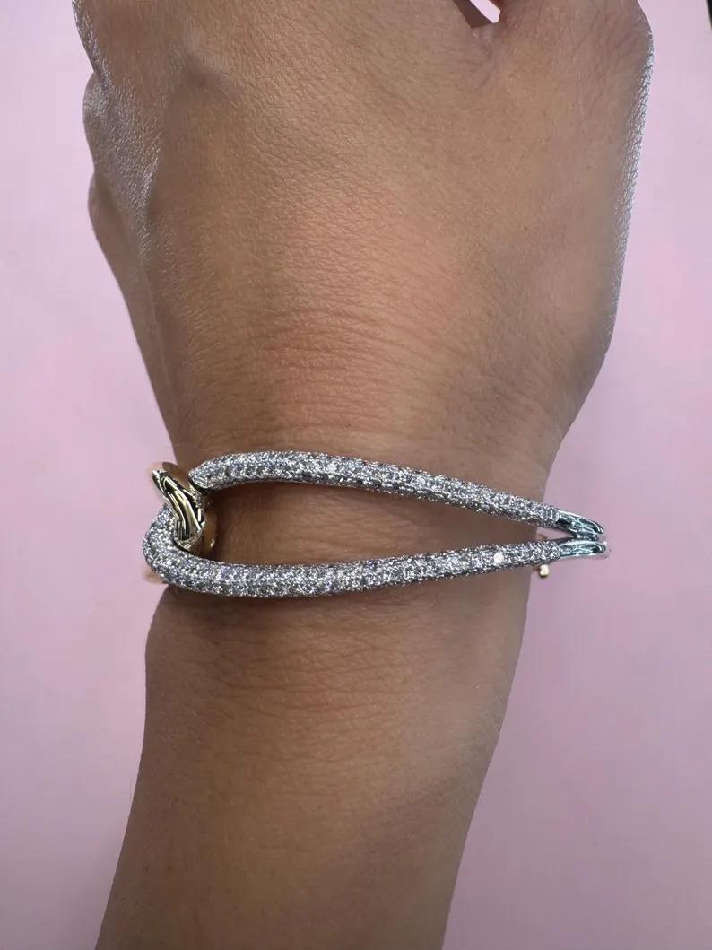 De las mujeres Pulsera Nudo Alto Pulido Diamantes 3,80 Quilates Oro Amarillo 14KT 17 Gramos en venta