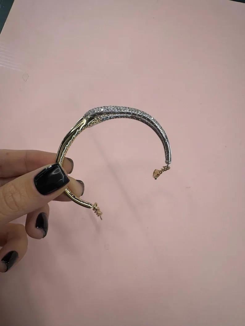 Pulsera Nudo Alto Pulido Diamantes 3,80 Quilates Oro Amarillo 14KT 17 Gramos en venta 1