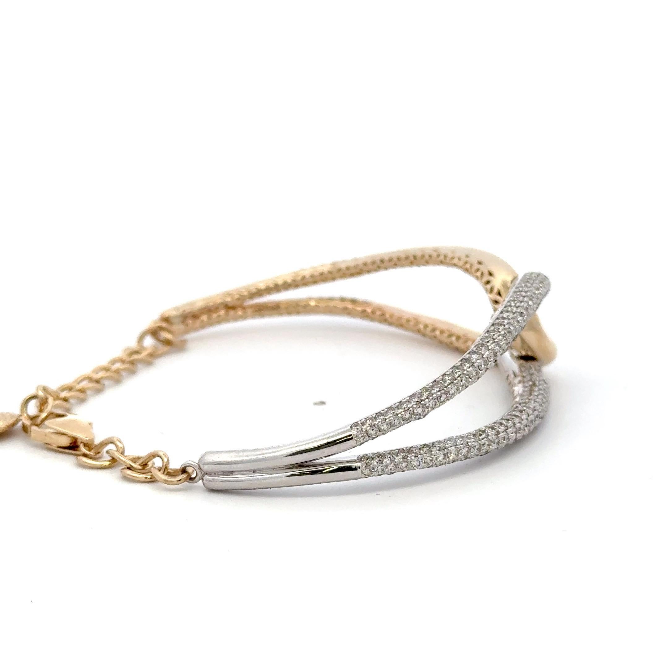 Pulsera Nudo Alto Pulido Diamantes 3,80 Quilates Oro Amarillo 14KT 17 Gramos en venta 3