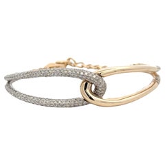 Diamond High Polished Knot Bangle Bracelet 3.80 Carats 14KT Yellow Gold 17 Grams