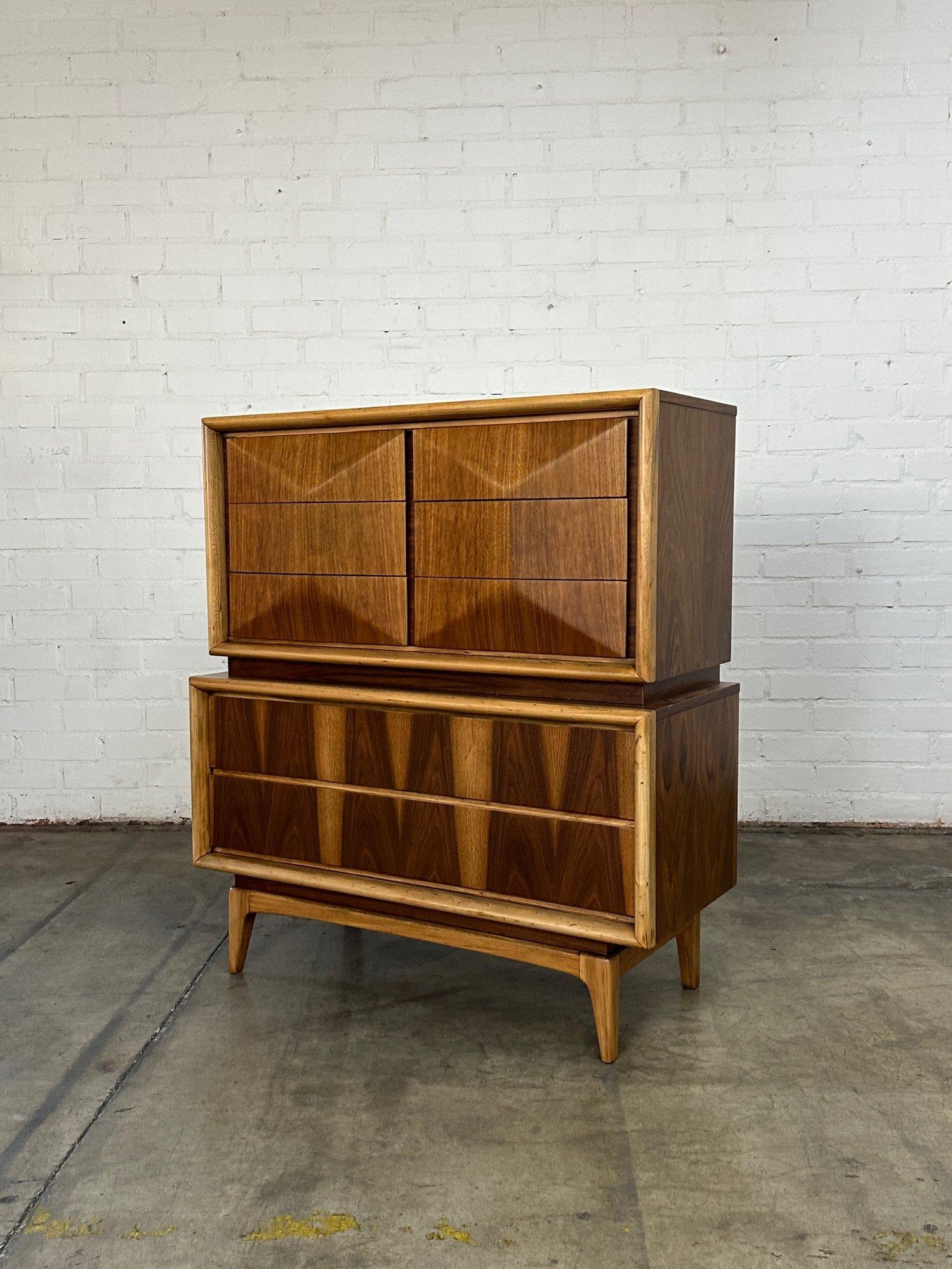 Mid-20th Century Diamond Highboy by United Furniture For Sale